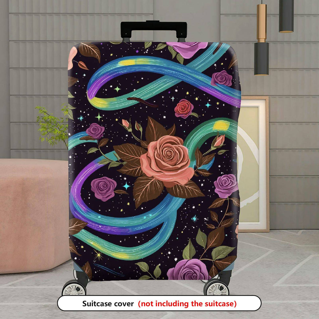 1-Piece Floral Galaxy Star Rose Nature Chic  Suitcase Luggage Cover, Stretch Protective Sleeve