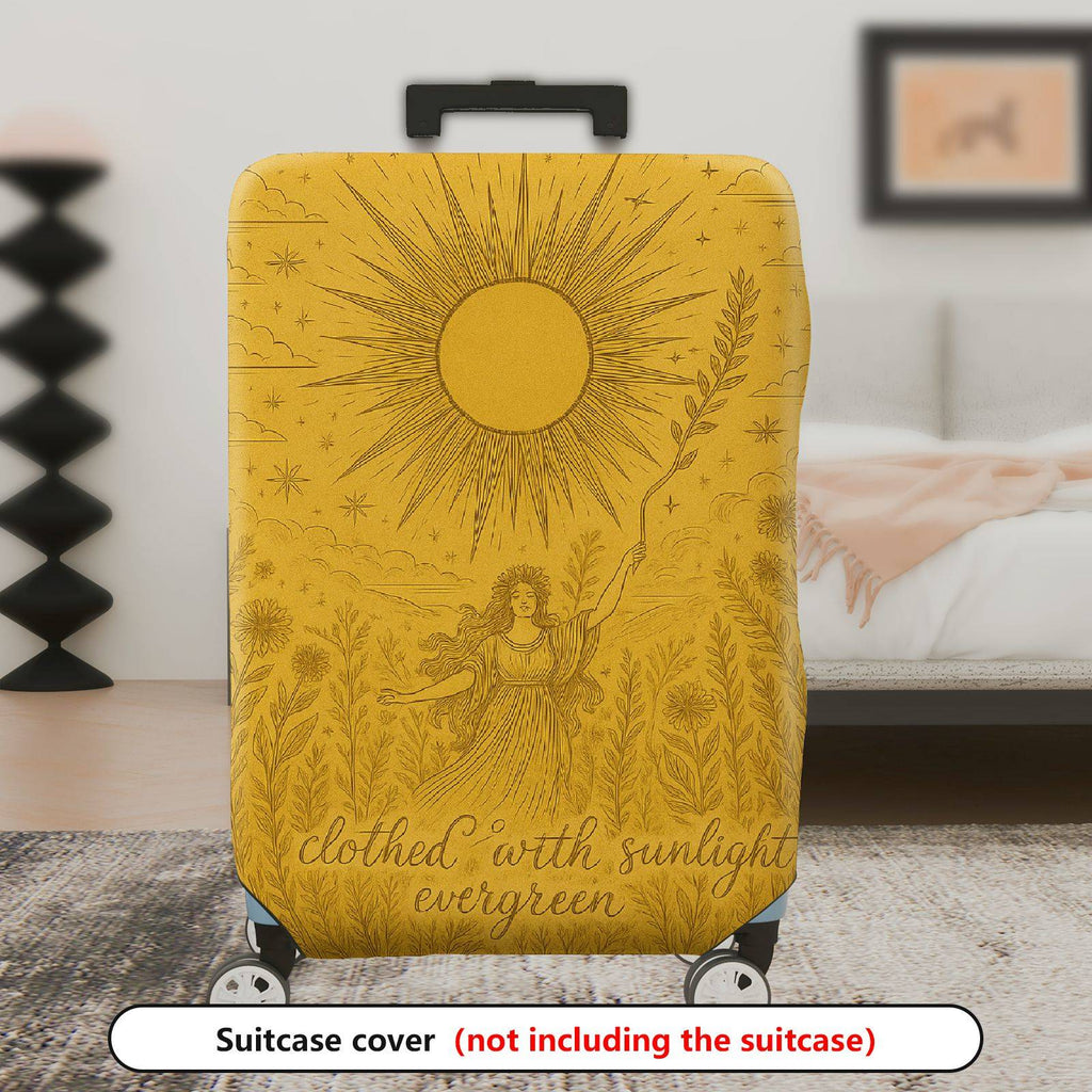 1-Piece Sunlight Nature Art Yellow Cosmic Vintage Bohemian  Suitcase Luggage Cover, Stretch Protective Sleeve