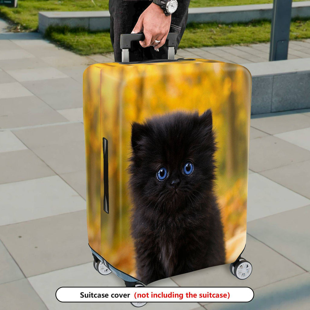 1-Piece Cute Black Cat Autumn Nature Animal Theme  Suitcase Luggage Cover, Stretch Protective Sleeve