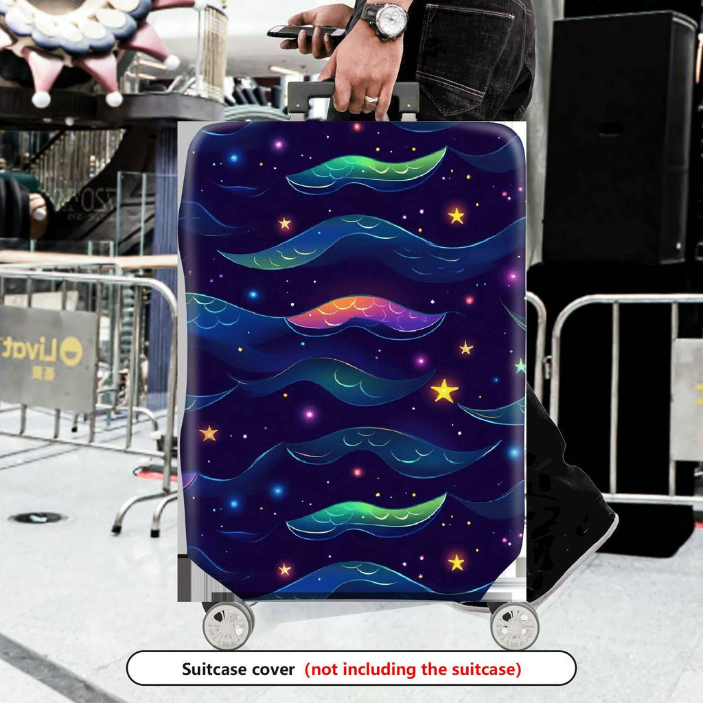 1-Piece Galaxy Stars Waves Colorful Rainbow Cosmic  Suitcase Luggage Cover, Stretch Protective Sleeve
