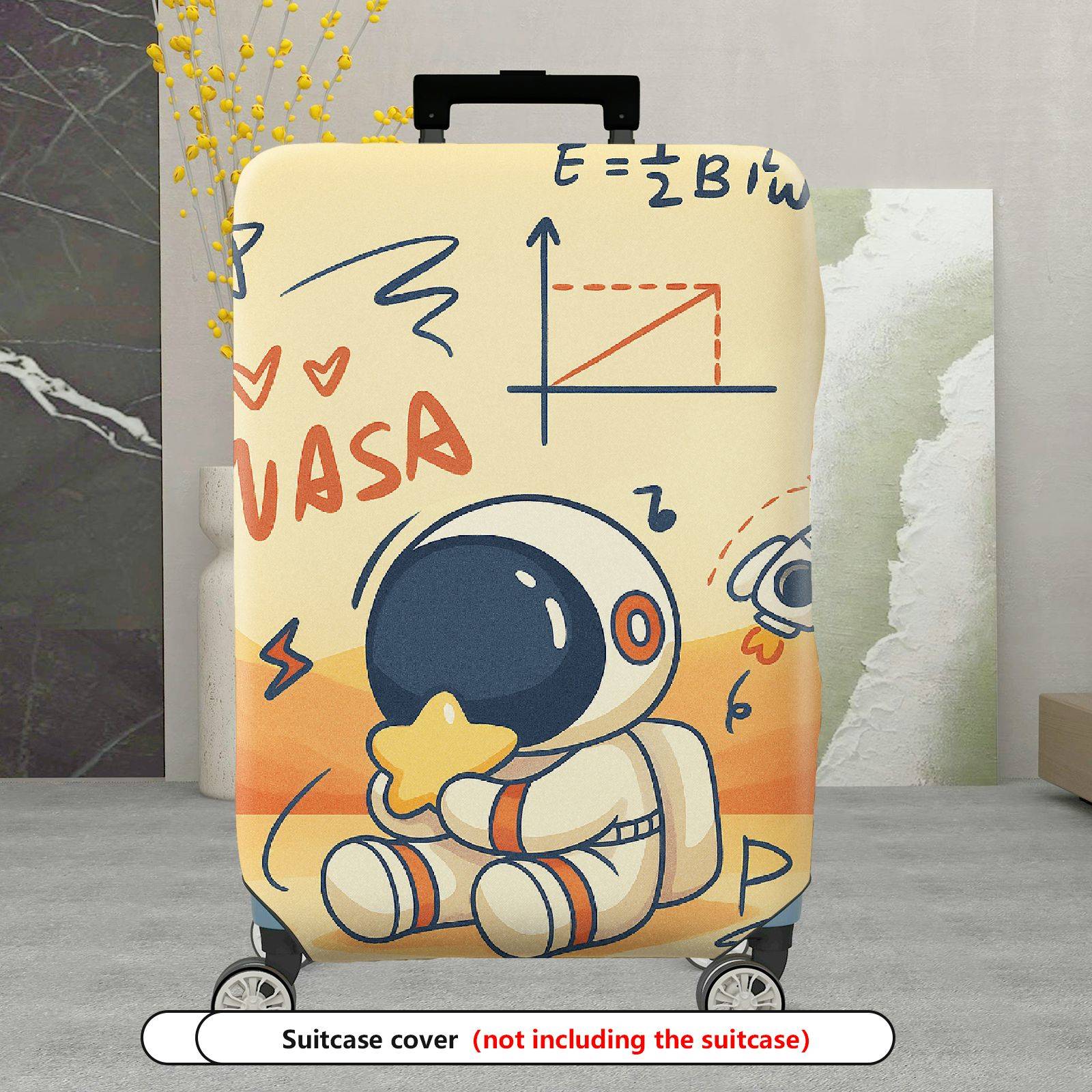 1-Piece Astronaut NASA Space Rocket Doodle Star  Suitcase Luggage Cover, Stretch Protective Sleeve