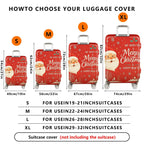 1-Piece Red Christmas Santa Snowflake New Year Holiday  Suitcase Luggage Cover, Stretch Protective Sleeve