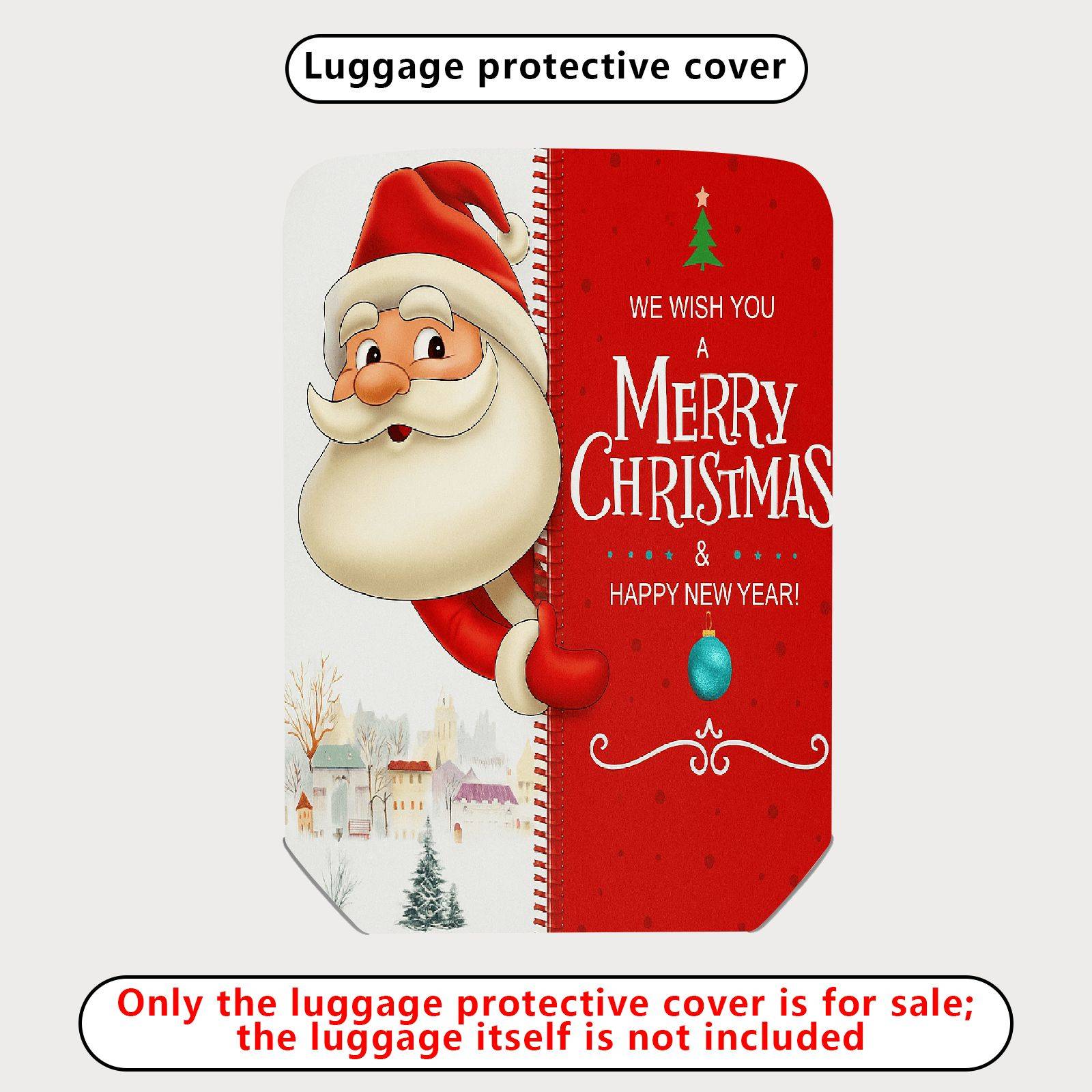 1-Piece Christmas Santa Red Holiday Decorative  Suitcase Luggage Cover, Stretch Protective Sleeve