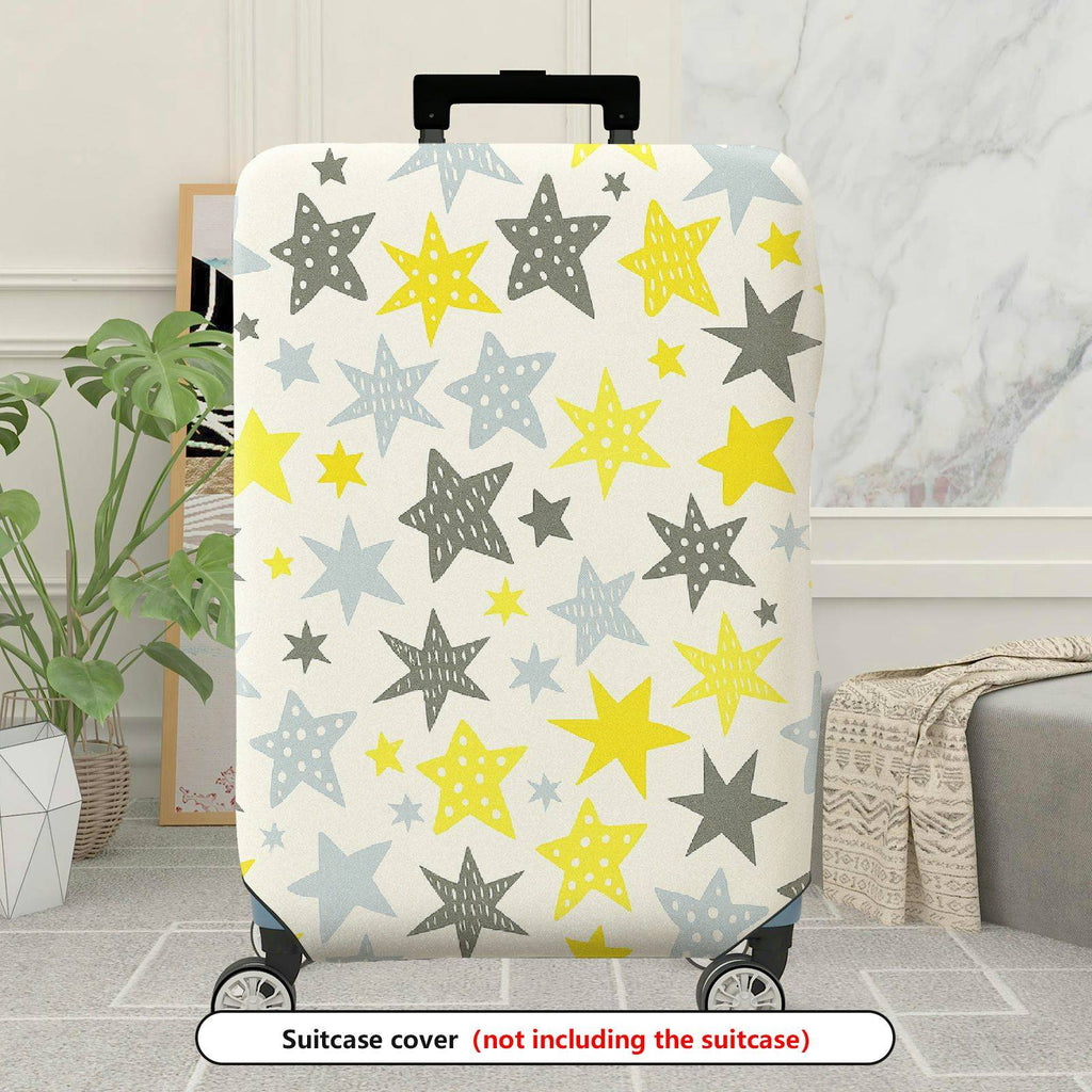 1-Piece Starry Yellow Grey White Astral Celestial Cosmic  Suitcase Luggage Cover, Stretch Protective Sleeve