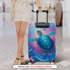 1-Piece Turtle Ocean Butterfly Colorful Artistic Nature  Suitcase Luggage Cover, Stretch Protective Sleeve