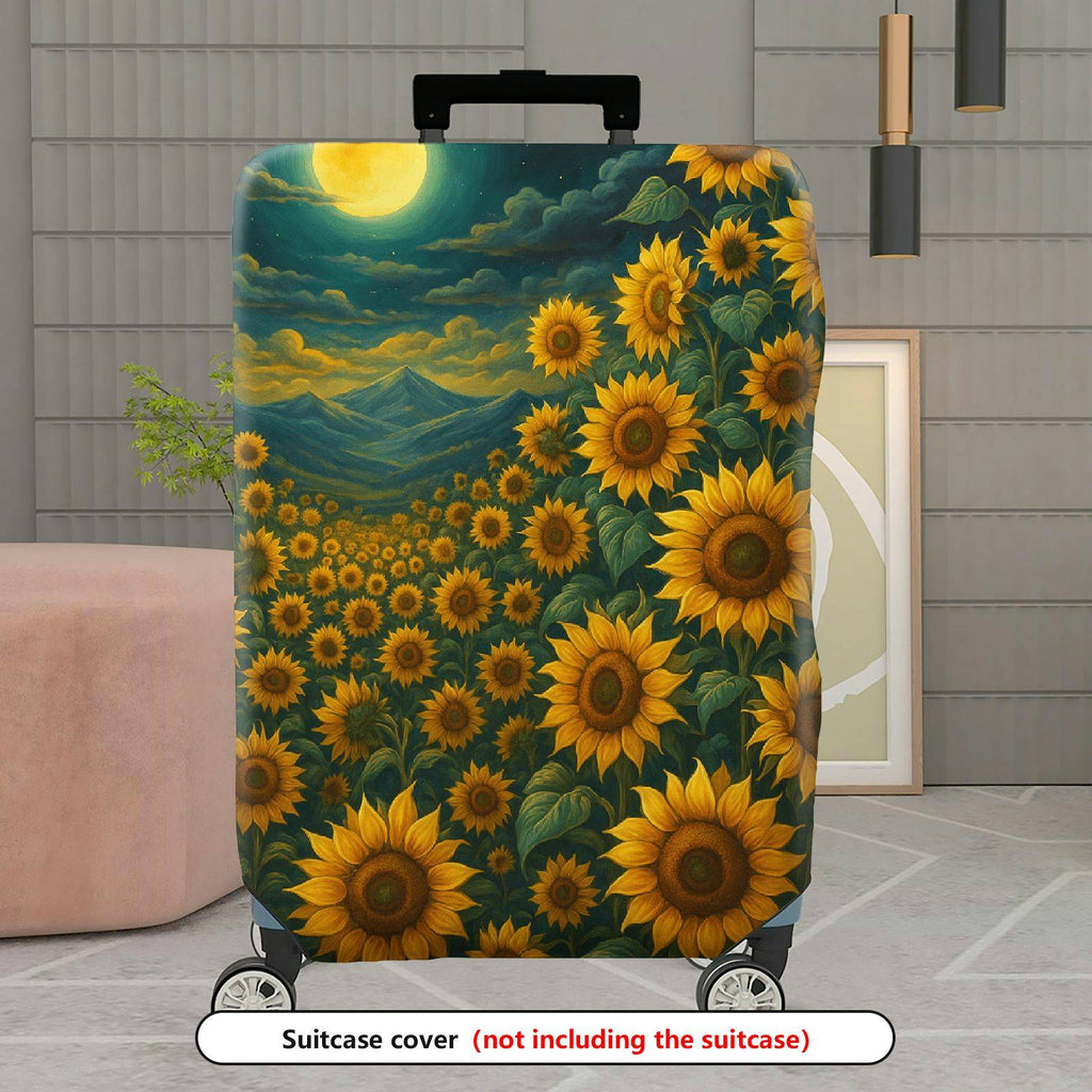 1-Piece Sunflower Night Mountain Landscape Luggage  Suitcase Luggage Cover, Stretch Protective Sleeve