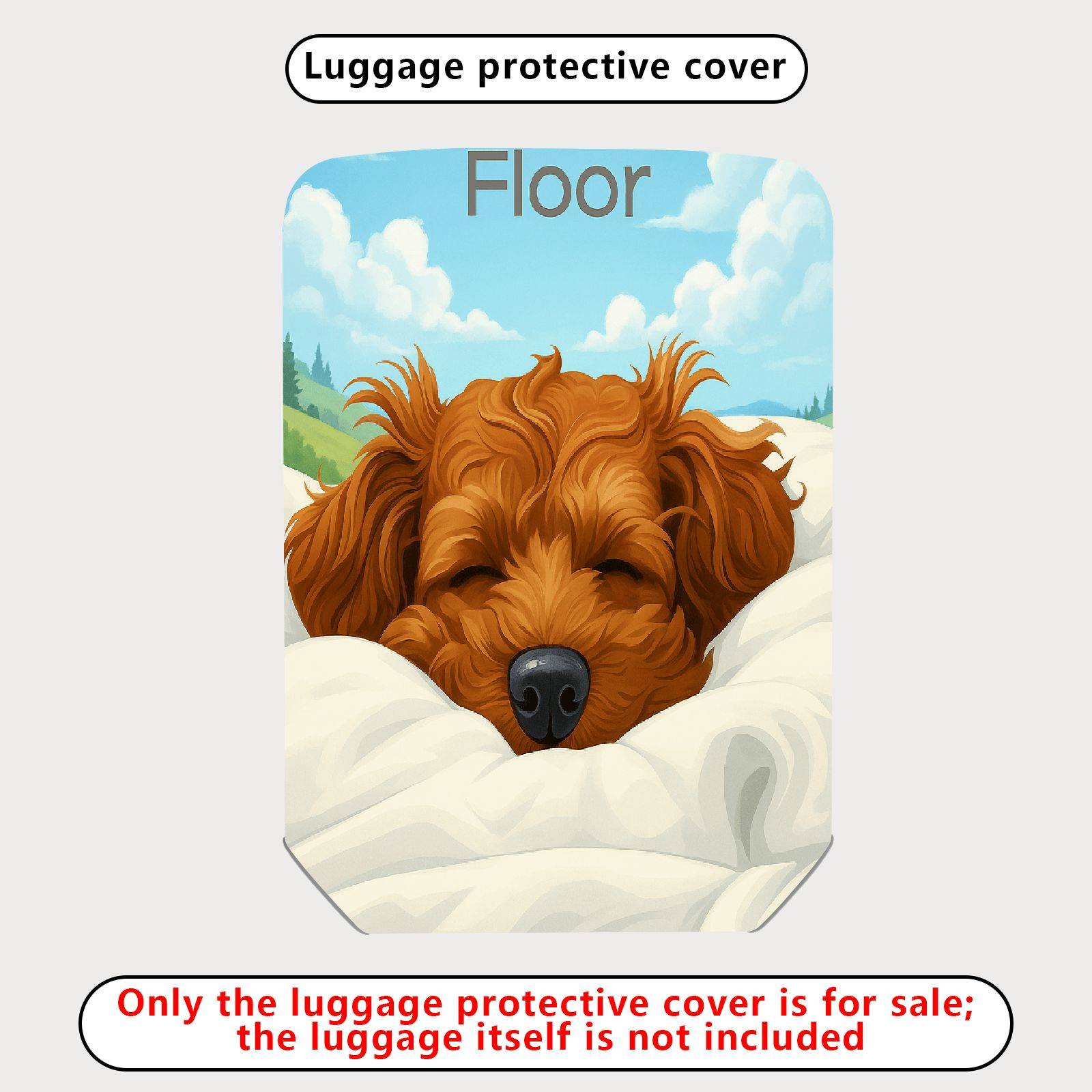 1-Piece Dog Sleeping Clouds Fun Cute Cozy  Suitcase Luggage Cover, Stretch Protective Sleeve