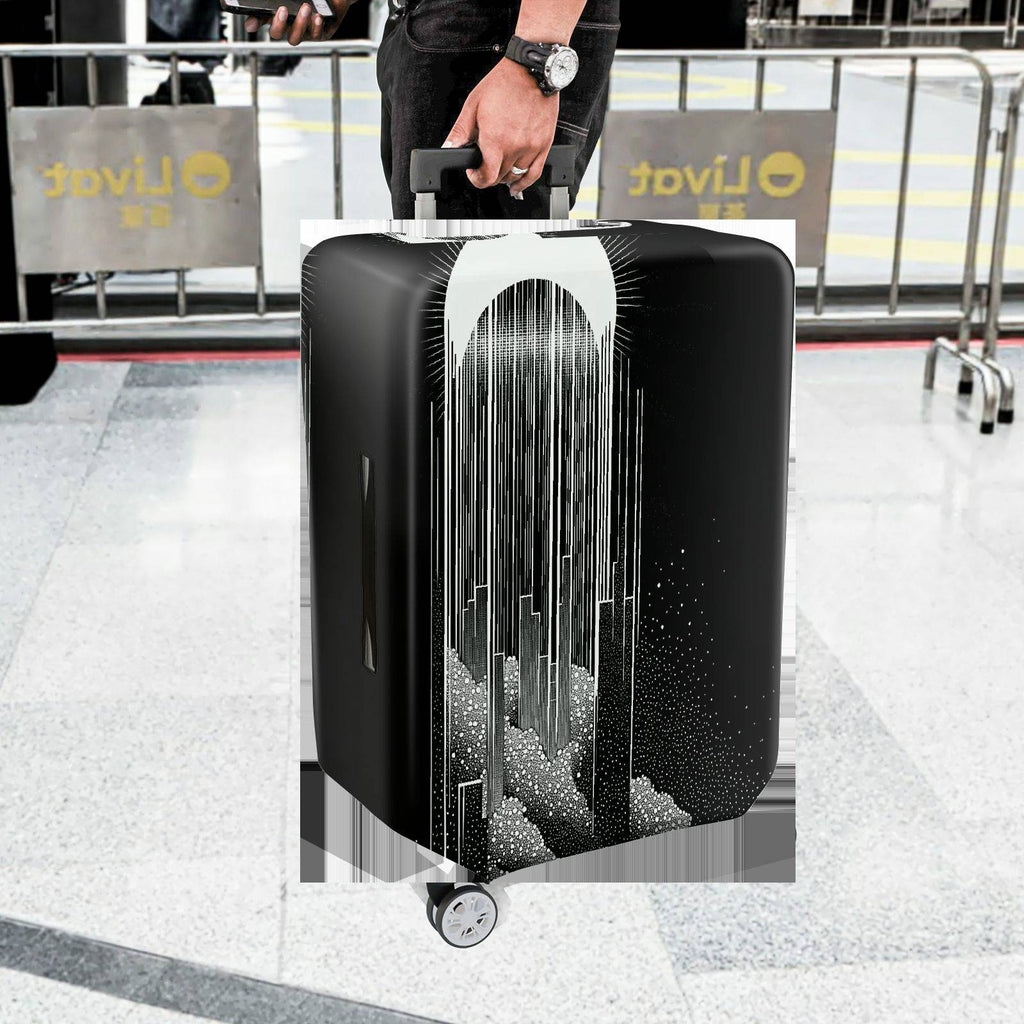 1-Piece Black White Abstract Geometric Futuristic Minimalistic  Suitcase Luggage Cover, Stretch Protective Sleeve