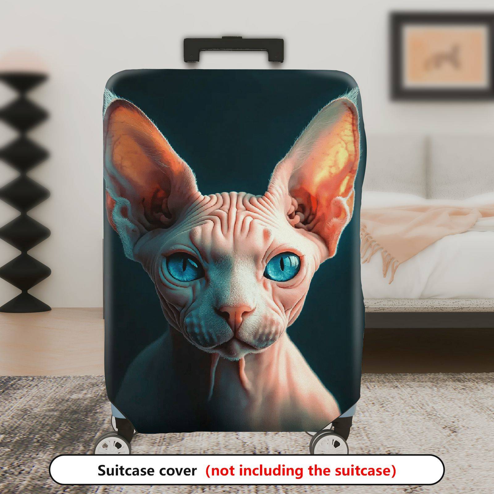 1-Piece Abstract Cat Ear Artistic Unique Creative Stylish  Suitcase Luggage Cover, Stretch Protective Sleeve