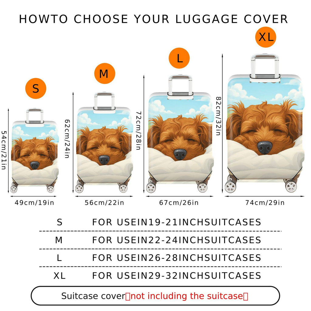 1-Piece Dog Sleeping Clouds Fun Cute Cozy  Suitcase Luggage Cover, Stretch Protective Sleeve