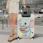 1-Piece Cute  Elephant Burger Fun Travel  Suitcase Luggage Cover, Stretch Protective Sleeve