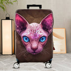 1-Piece Pink Sphynx Cat Blue Eyes Geometric Art Animal  Suitcase Luggage Cover, Stretch Protective Sleeve