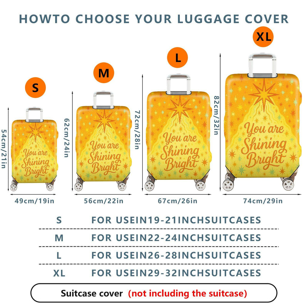 1-Piece Inspirational Bright Starry Quote Text Holiday  Suitcase Luggage Cover, Stretch Protective Sleeve