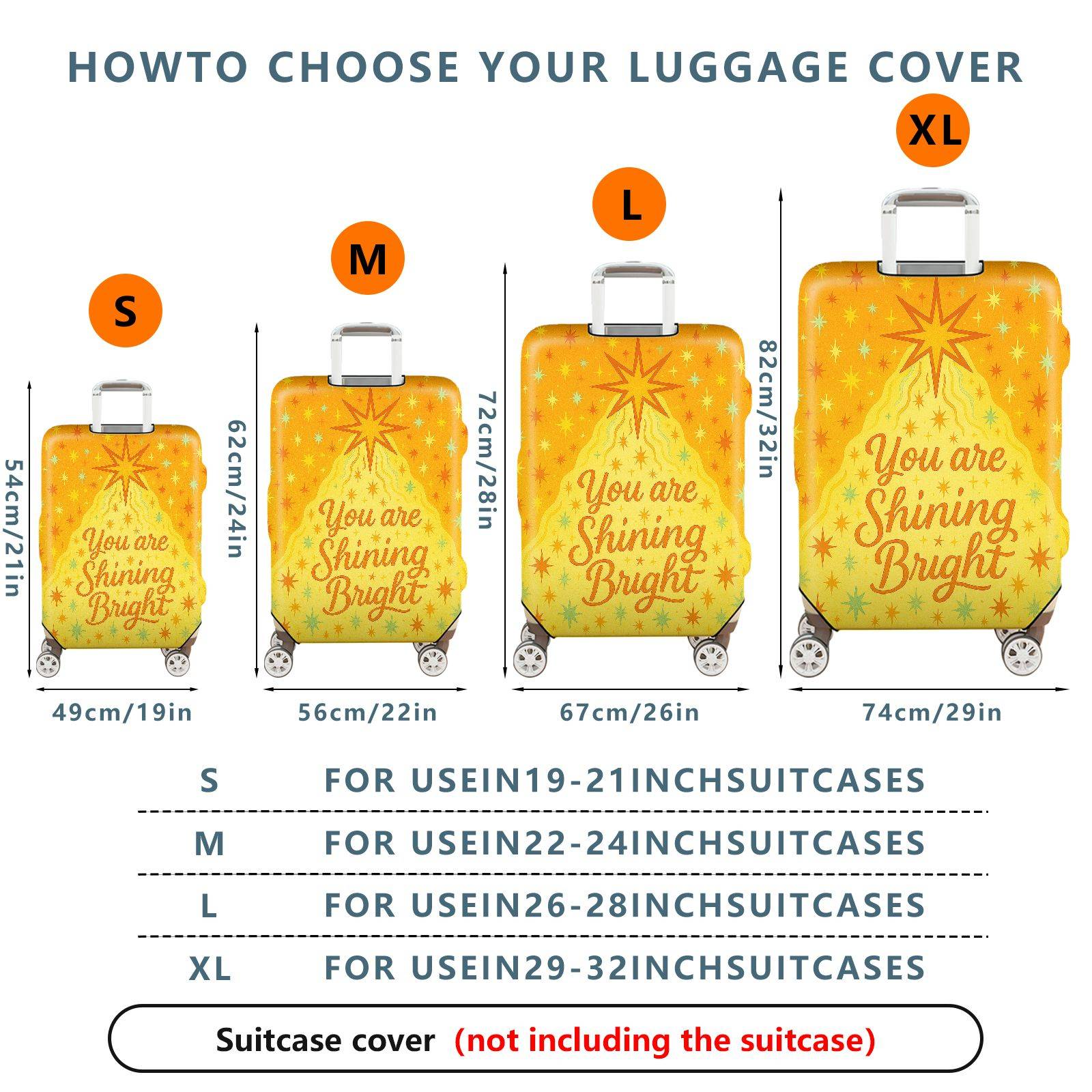 1-Piece Inspirational Bright Starry Quote Text Holiday  Suitcase Luggage Cover, Stretch Protective Sleeve