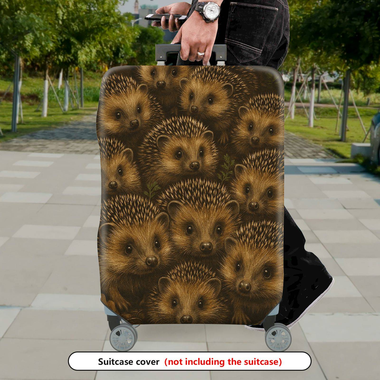 1-Piece Hedgehog Nature Animals Forest Wildlife Cute  Suitcase Luggage Cover, Stretch Protective Sleeve