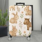 1-Piece Cute Bunny Horse Floral Leaf Pastoral Animal  Suitcase Luggage Cover, Stretch Protective Sleeve