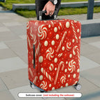 1-Piece Candy Cane Red Peppermint Christmas Holiday  Suitcase Luggage Cover, Stretch Protective Sleeve