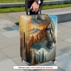 1-Piece Mountain Forest Animal Cat Landscape Nature  Suitcase Luggage Cover, Stretch Protective Sleeve