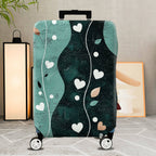 1-Piece Abstract Heart Leaf Artistic Pastel Green Decorative  Suitcase Luggage Cover, Stretch Protective Sleeve