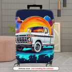 1-Piece Retro Sunset Truck Sky Artistic Colorful  Suitcase Luggage Cover, Stretch Protective Sleeve
