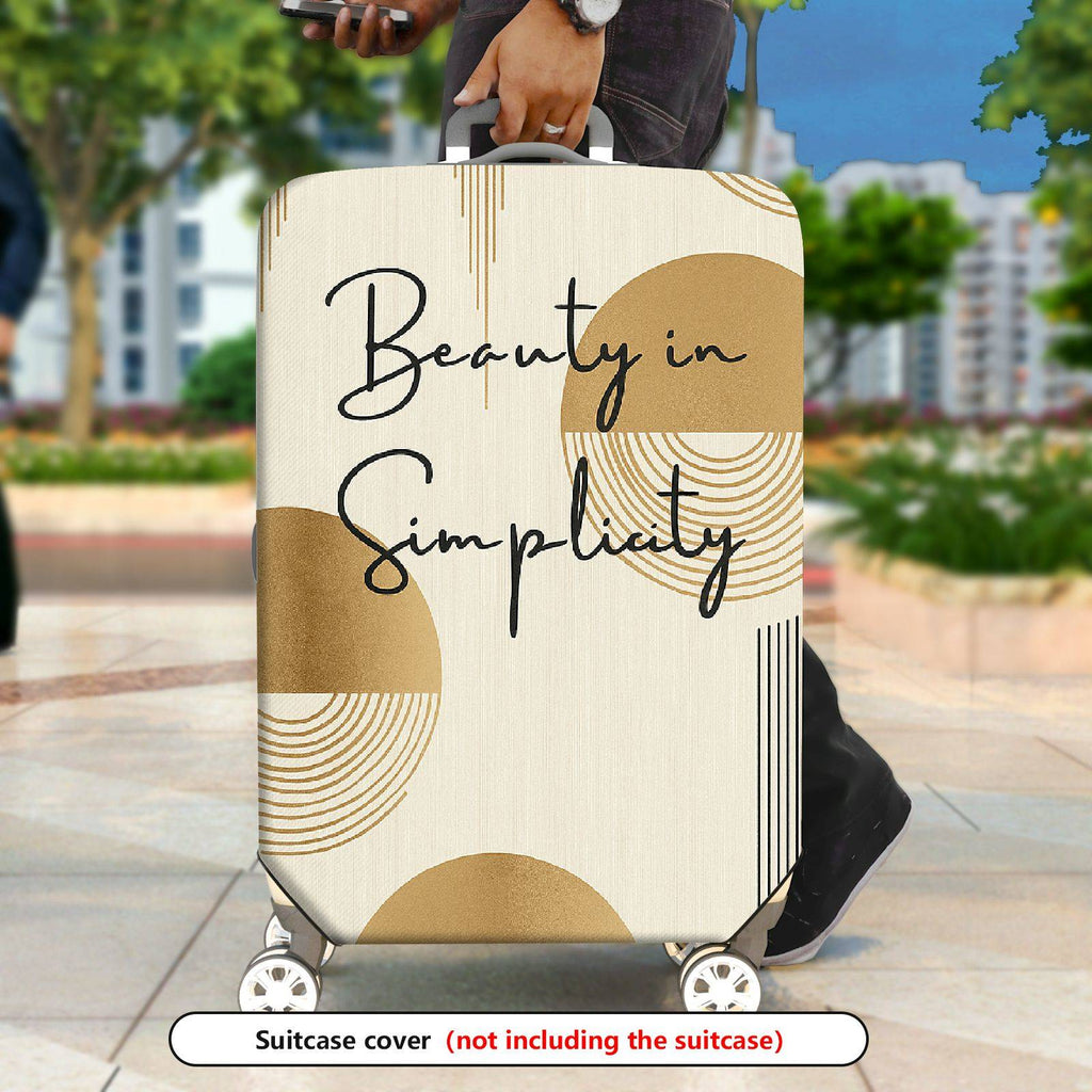 1-Piece Abstract Geometric Minimalist Beige Artistic Modern  Suitcase Luggage Cover, Stretch Protective Sleeve