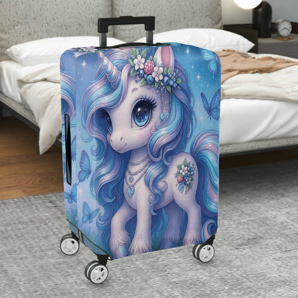 1-Piece Unicorn Painted Floral Butterfly  Suitcase Luggage Cover, Stretch Protective Sleeve