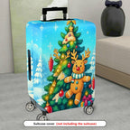 1-Piece Christmas Reindeer Tree Snow Holiday Festive  Suitcase Luggage Cover, Stretch Protective Sleeve