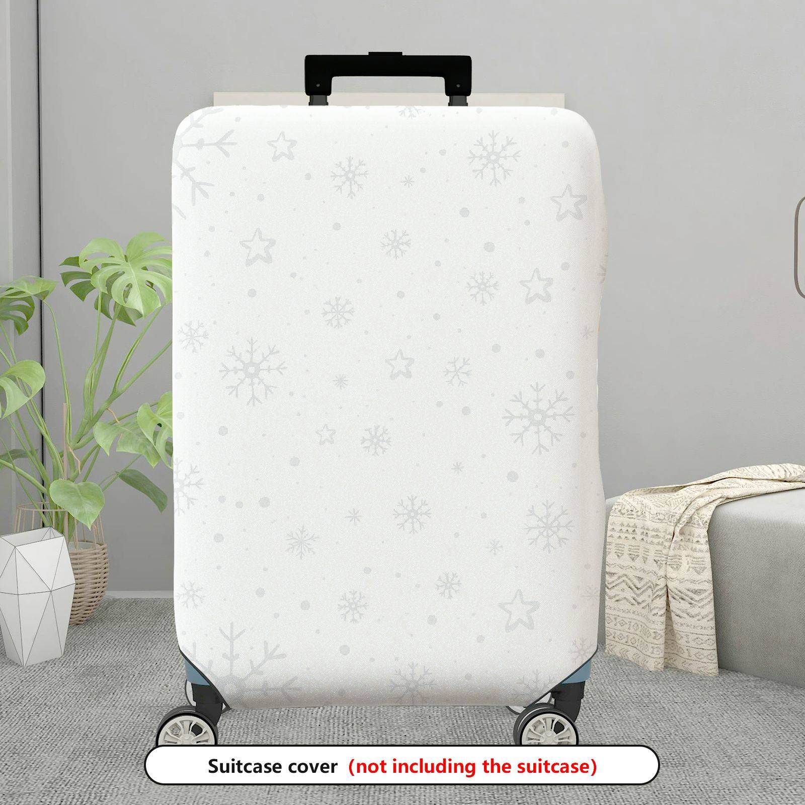 1-Piece Snowflake Star Grey White Christmas Holiday  Suitcase Luggage Cover, Stretch Protective Sleeve