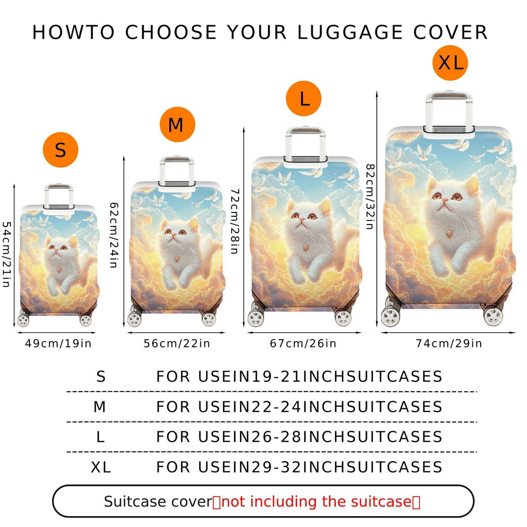 1-Piece Cute Cat Cloud Sky Dove Fantasy  Suitcase Luggage Cover, Stretch Protective Sleeve