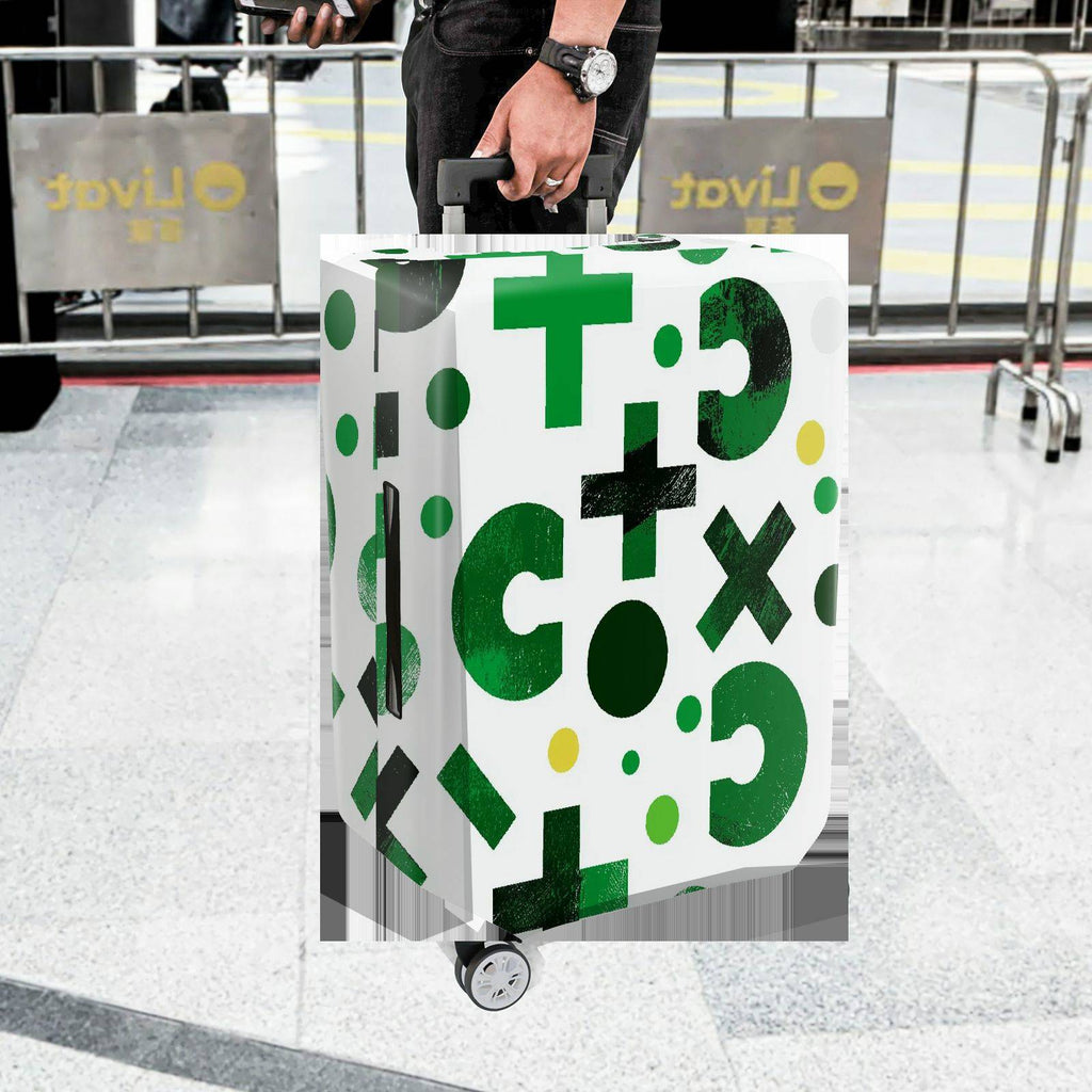 1-Piece Green Geometric Abstract Modern Artistic Trendy  Suitcase Luggage Cover, Stretch Protective Sleeve
