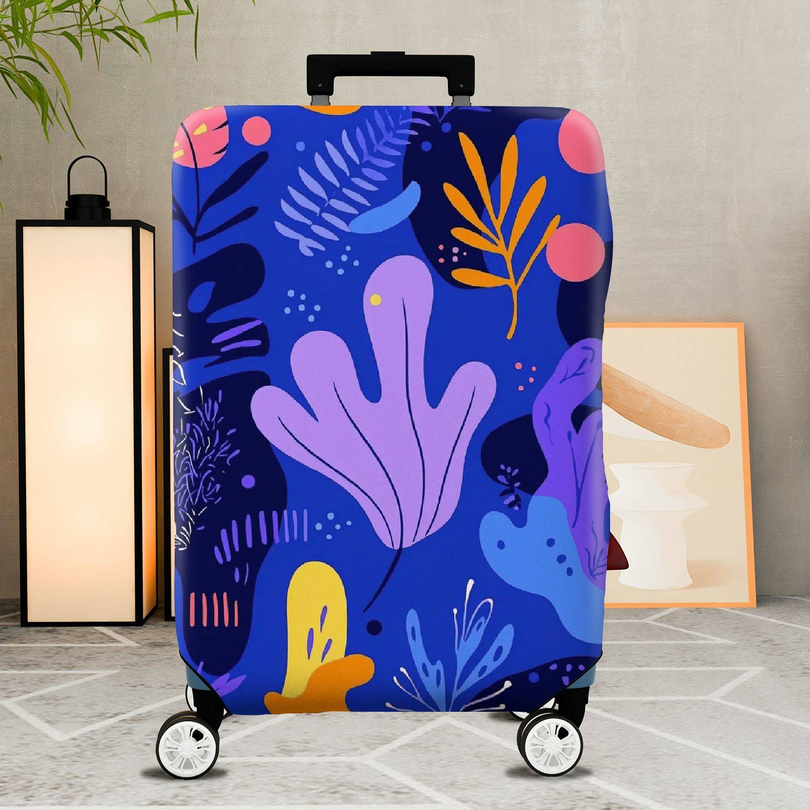 1-Piece Abstract Botanical Colorful Artistic Vibrant Nature  Suitcase Luggage Cover, Stretch Protective Sleeve