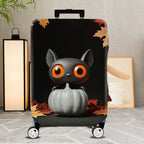 1-Piece Cute Cat Halloween Autumn Leaves Pumpkin  Suitcase Luggage Cover, Stretch Protective Sleeve