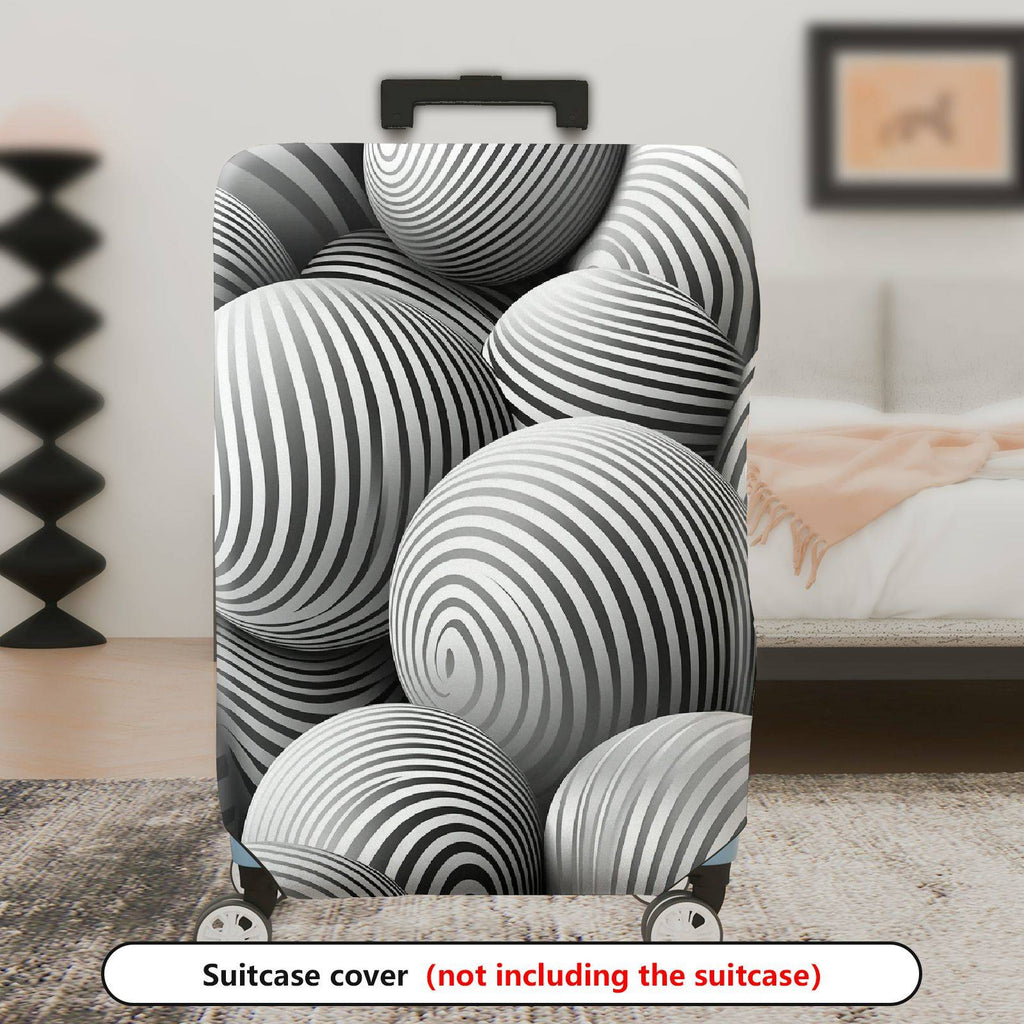 1-Piece Monochrome Striped Abstract Geometric Illusion Artistic  Suitcase Luggage Cover, Stretch Protective Sleeve