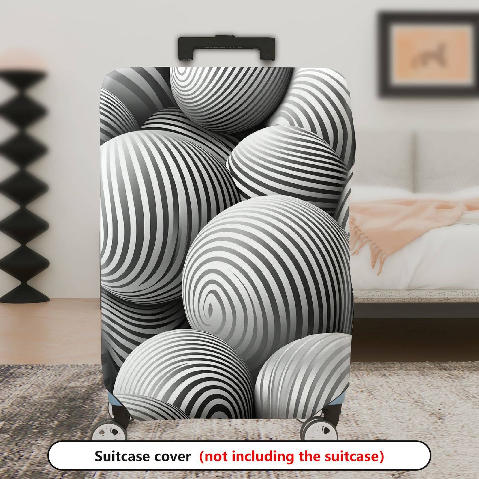 1-Piece Monochrome Striped Abstract Geometric Illusion Artistic  Suitcase Luggage Cover, Stretch Protective Sleeve