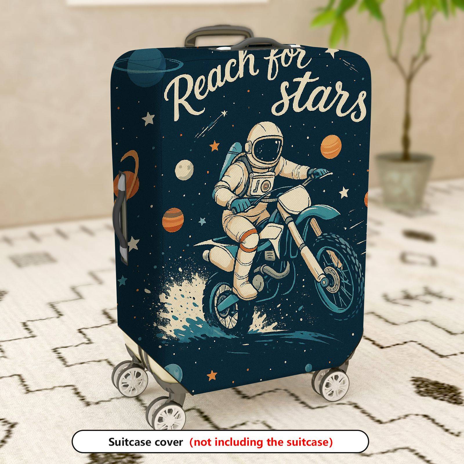 1-Piece Astronaut Motorbike Space Planet Star Galaxy  Suitcase Luggage Cover, Stretch Protective Sleeve