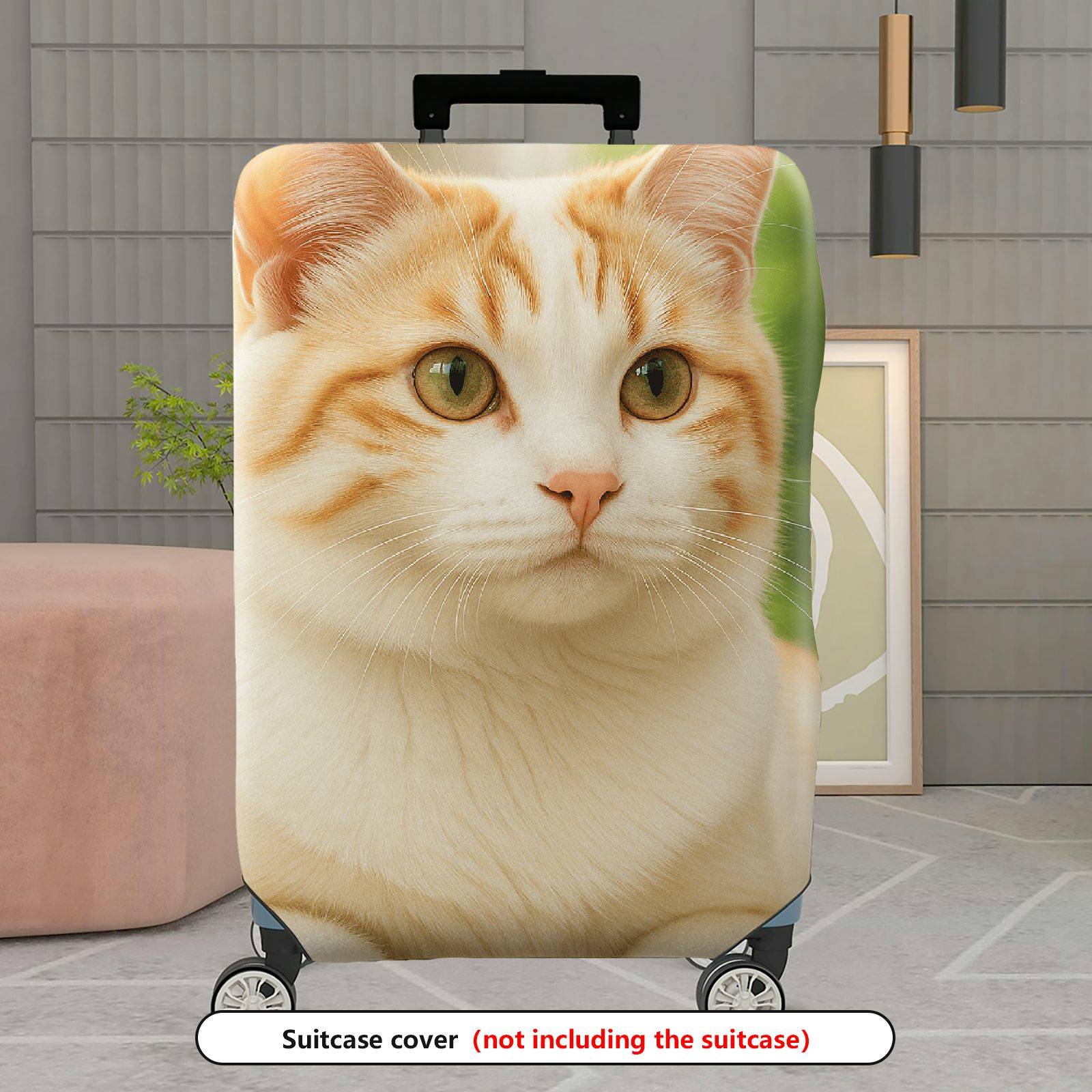 1-Piece Cute Cat Feline Animal Nature Whiskers  Suitcase Luggage Cover, Stretch Protective Sleeve