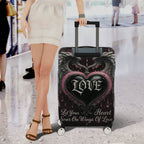 1-Piece Love Heart Wings Gothic Romantic Artistic  Suitcase Luggage Cover, Stretch Protective Sleeve