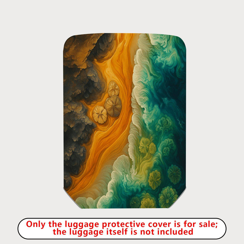1-Piece Abstract Colorful Artistic Ocean Sand Floral Wave  Suitcase Luggage Cover, Stretch Protective Sleeve