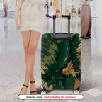 1-Piece Abstract Splatter Green Brown Artistic Dynamic  Suitcase Luggage Cover, Stretch Protective Sleeve