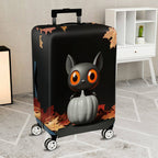 1-Piece Cute Cat Halloween Autumn Leaves Pumpkin  Suitcase Luggage Cover, Stretch Protective Sleeve