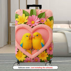 1-Piece Love Bird Floral Heart Romantic Colorful  Suitcase Luggage Cover, Stretch Protective Sleeve