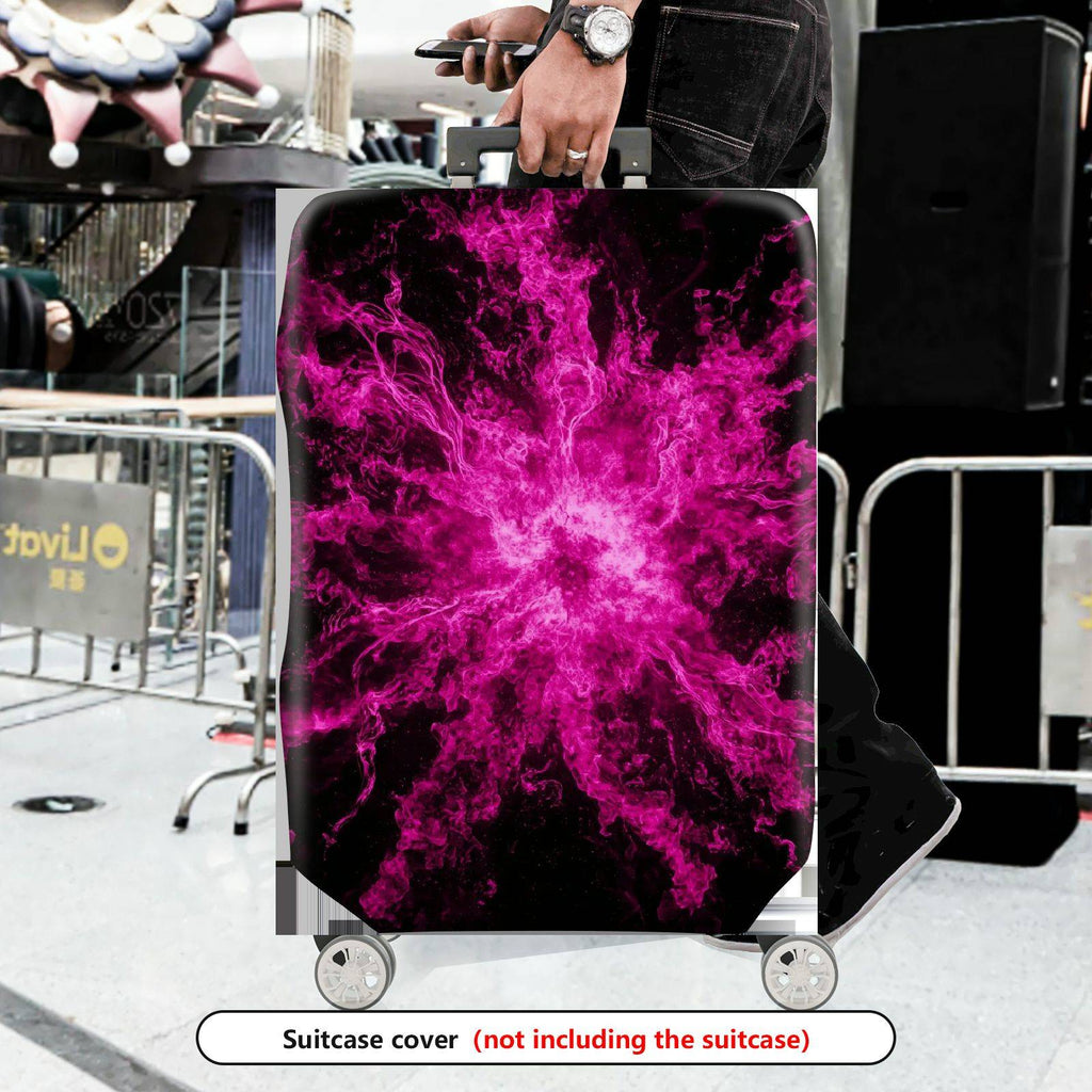1-Piece Abstract Cosmic Explosion Energy Vivid Pink  Suitcase Luggage Cover, Stretch Protective Sleeve