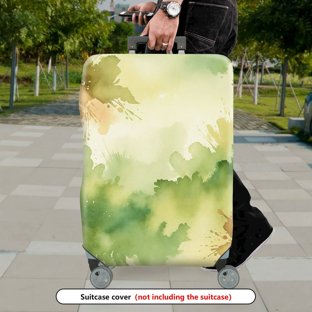 1-Piece Abstract Nature Green Watercolor Painting  Suitcase Luggage Cover, Stretch Protective Sleeve