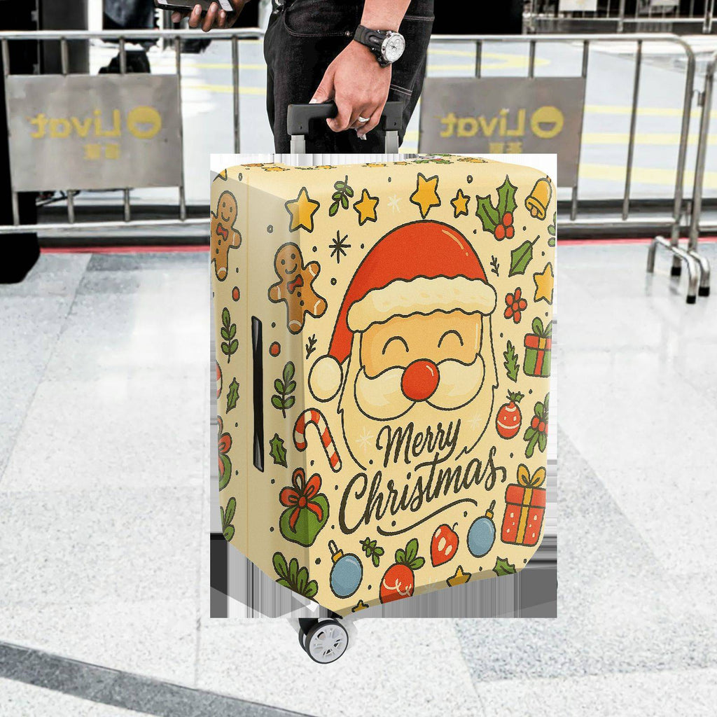 1-Piece Santa Gingerbread Candy Cane Christmas Holiday Gift  Suitcase Luggage Cover, Stretch Protective Sleeve