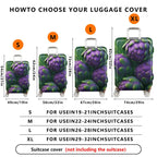 1-Piece Purple Green Artichoke Nature Floral Travel  Suitcase Luggage Cover, Stretch Protective Sleeve