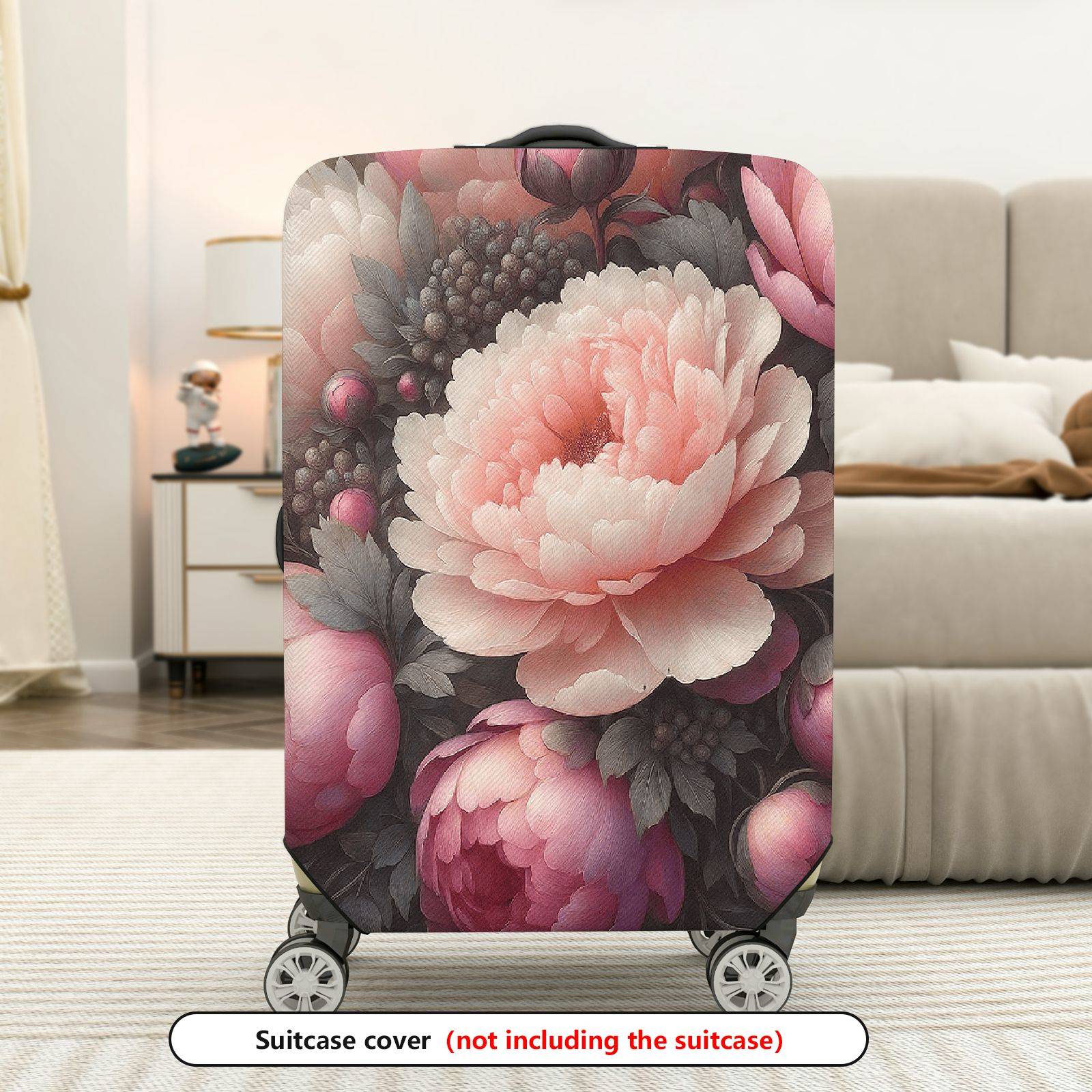 1-Piece Peony Floral Romantic Elegant Stylish Artistic  Suitcase Luggage Cover, Stretch Protective Sleeve