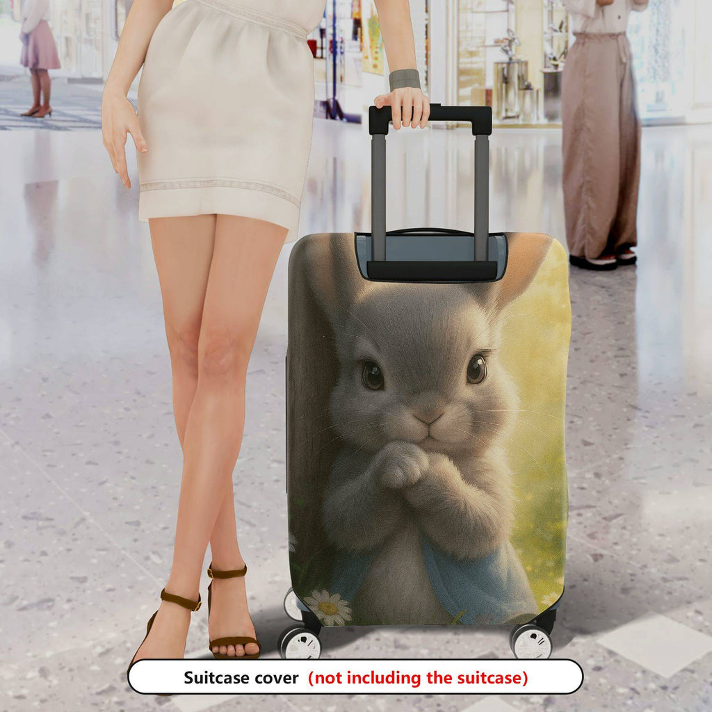 1-Piece Cute Rabbit Nature Forest Flower Animal  Suitcase Luggage Cover, Stretch Protective Sleeve