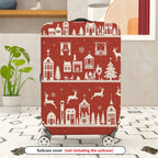 1-Piece Christmas Holiday Winter Reindeer Village Snowflakes  Suitcase Luggage Cover, Stretch Protective Sleeve