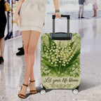 1-Piece Floral Blossom Green Nature Botanical Inspirational Quote  Suitcase Luggage Cover, Stretch Protective Sleeve