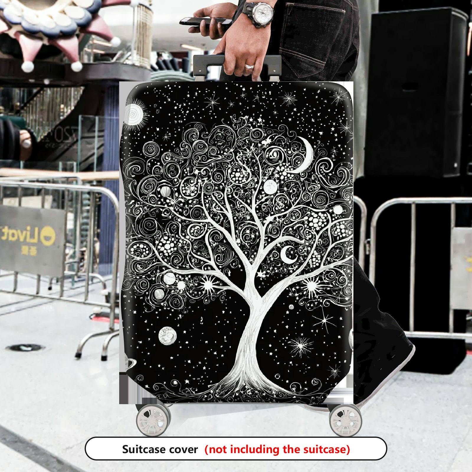 1-Piece Mystical Cosmic Tree Lunar Stars Planet  Suitcase Luggage Cover, Stretch Protective Sleeve